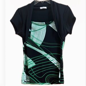 Stylish Black and Green Women's Top size S